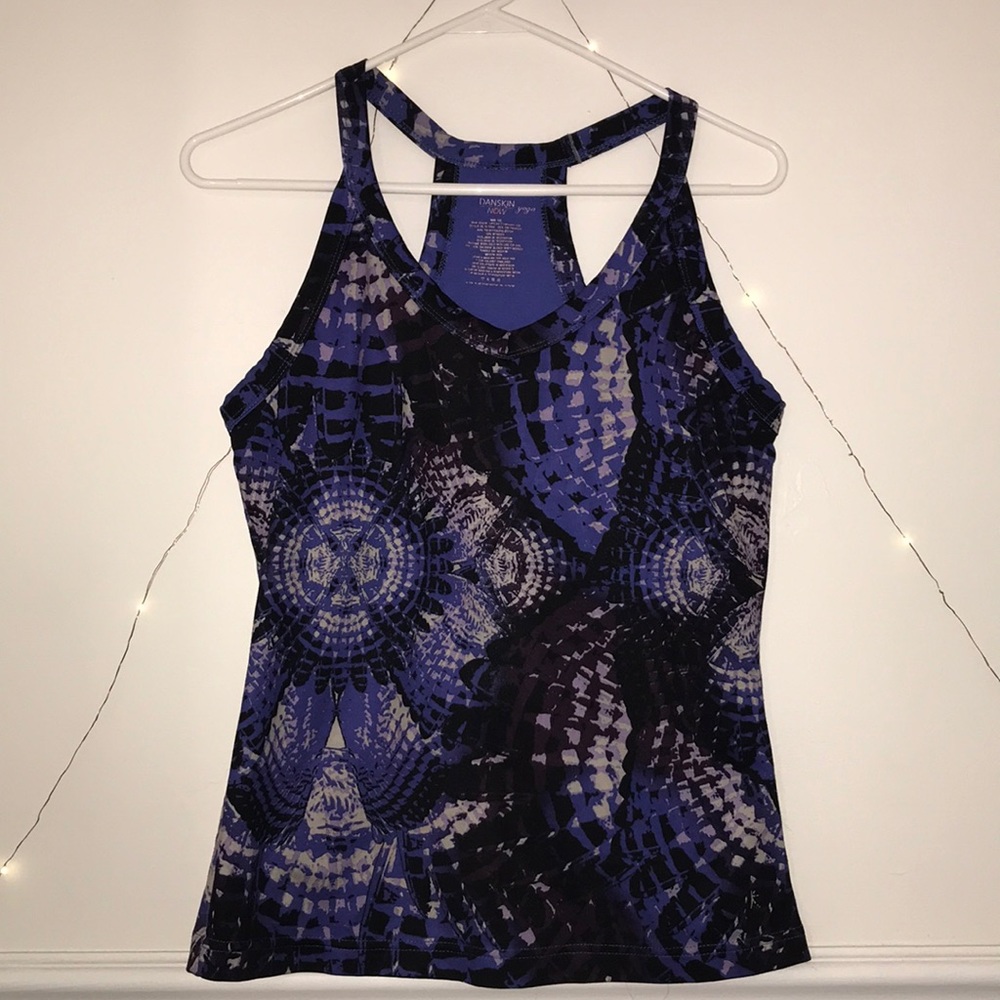 purple patterned workout tank top